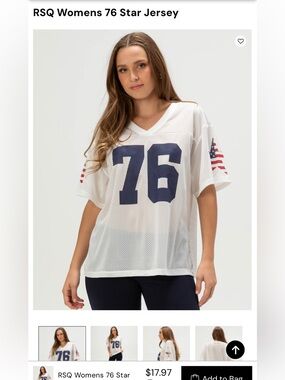 RSQ Women’s 76 Star USA XL Jersey America 4th of July New